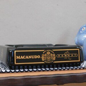 VTG Macanudo cigar lounge mancave Robust dk green Seton Pottery ceramic ashtray